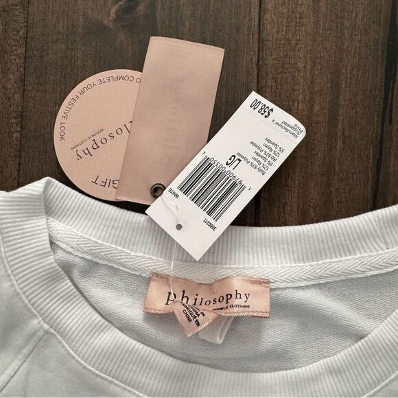 Philosophy White Feliz Navidad Sequin Sweatshirt L NWT - Picture 2 of 4